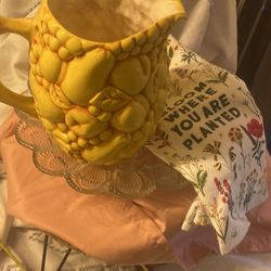 Easter Special Deviled Egg Tray, Two New Hand Towels, Vintage Water Pitcher