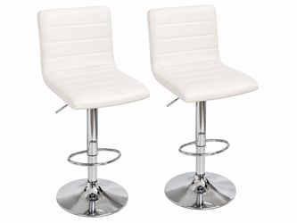Set of four Modern Adjustable White Bar Stools