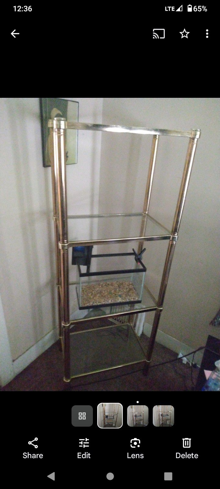 Brass Glass Four Shelf 