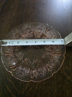 Six Pink Cherry Blossom Depression Glass 7 Inch Salad Or Bread Butter Plates