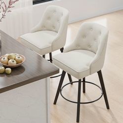 Swivel Barstools Set Of 2 Brand New Beige Color 