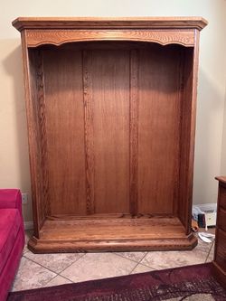 Tall Oak Bookcase. Shelves missing