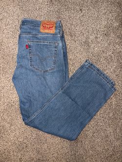 Men’s Levi’s 514 Straight Fit Jeans Size 34x30 Medium Wash Rare Blank Red Tab