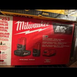 Milwaukee M12 12-Volt Lithium-Ion High Output 5.0 Ah and 2.5 Ah Battery Packs and Charger Starter Ki