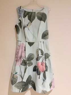 NEW Ted Baker-Pale Mint Floral Print with Pink Blooms, size 2