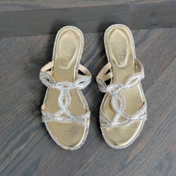 SheSole Women's Sparkly Sandals Rhinestone Slides Flat, Size 38