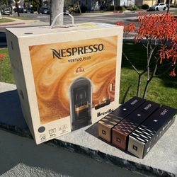 BRAND NEW / UNOPENED Nespresso Vertuo Plus Deluxe Coffee and Espresso Maker by Breville + 3 Vertuo Coffee Pods (Vanilla, Caramel, Hazelnut)