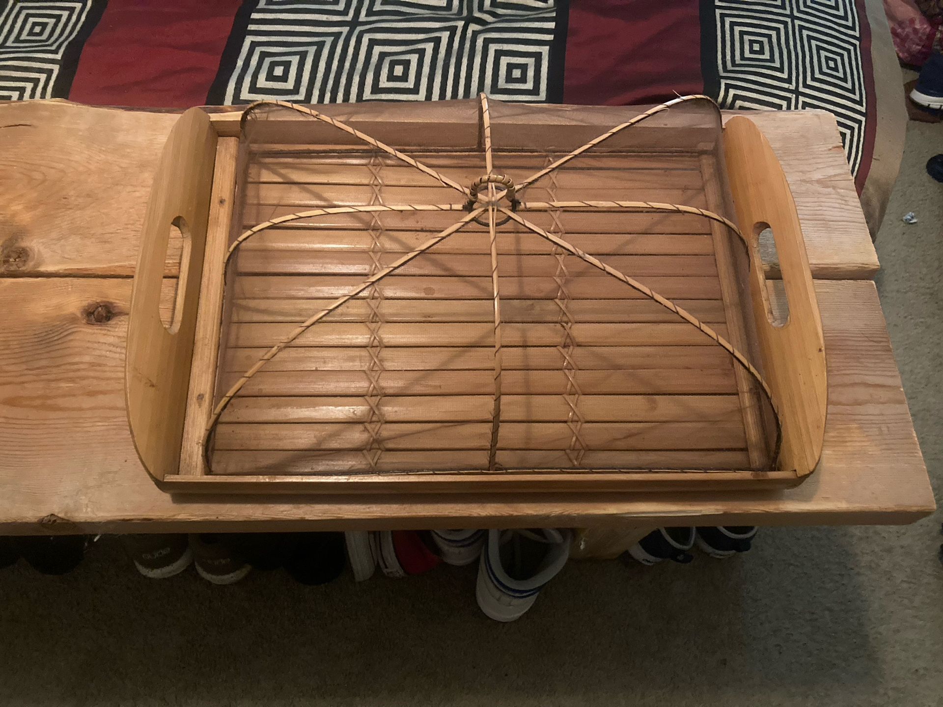 Vintage Bamboo Tray And Cover