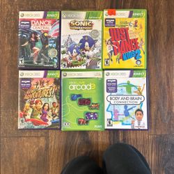 Xbox 360 Games. Dance Central, Sonic Generations, Just Dance Kids 2, Kinect Adventures, Xbox Live Arcade, Body And Brain And  Connection.