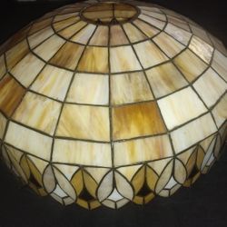 Vintage Leaded Stained Glass Chandelier Shade