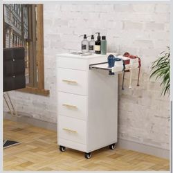 Salon Trolley Cart with Wheels, 3-Drawer Rolling Hair Styling Station, Mobile Beauty Trolley with Hot Tools Holder, Storage for Salon, Barbershop, Spa