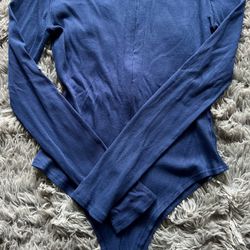 Blue Ribbed Bodysuit - Size XL