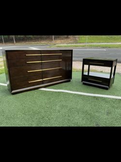 Dark Wood Dresser and Nightstand Set