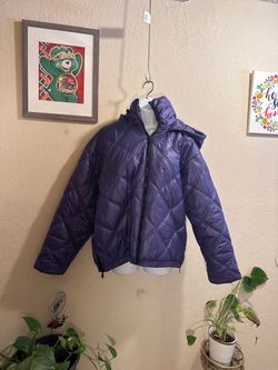 Purple Quilted Puffer Jacket with Hood