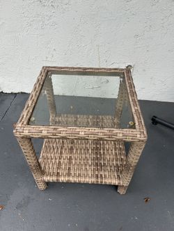 Wicker glass table