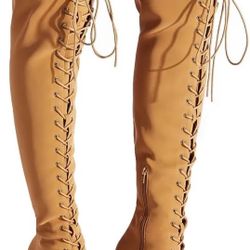 Over The Knee Stiletto Heel Lace Up Boots 
