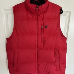 Men's Medium Timberland Red Duck Down Puffer Vest Outdoor