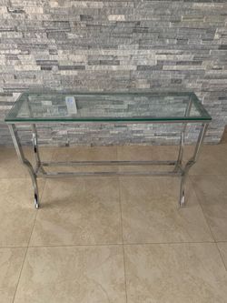 Glass Top Chrome Console Table
