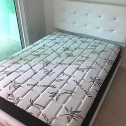 Bed Frame White Full Size And Full Regular Mattress 