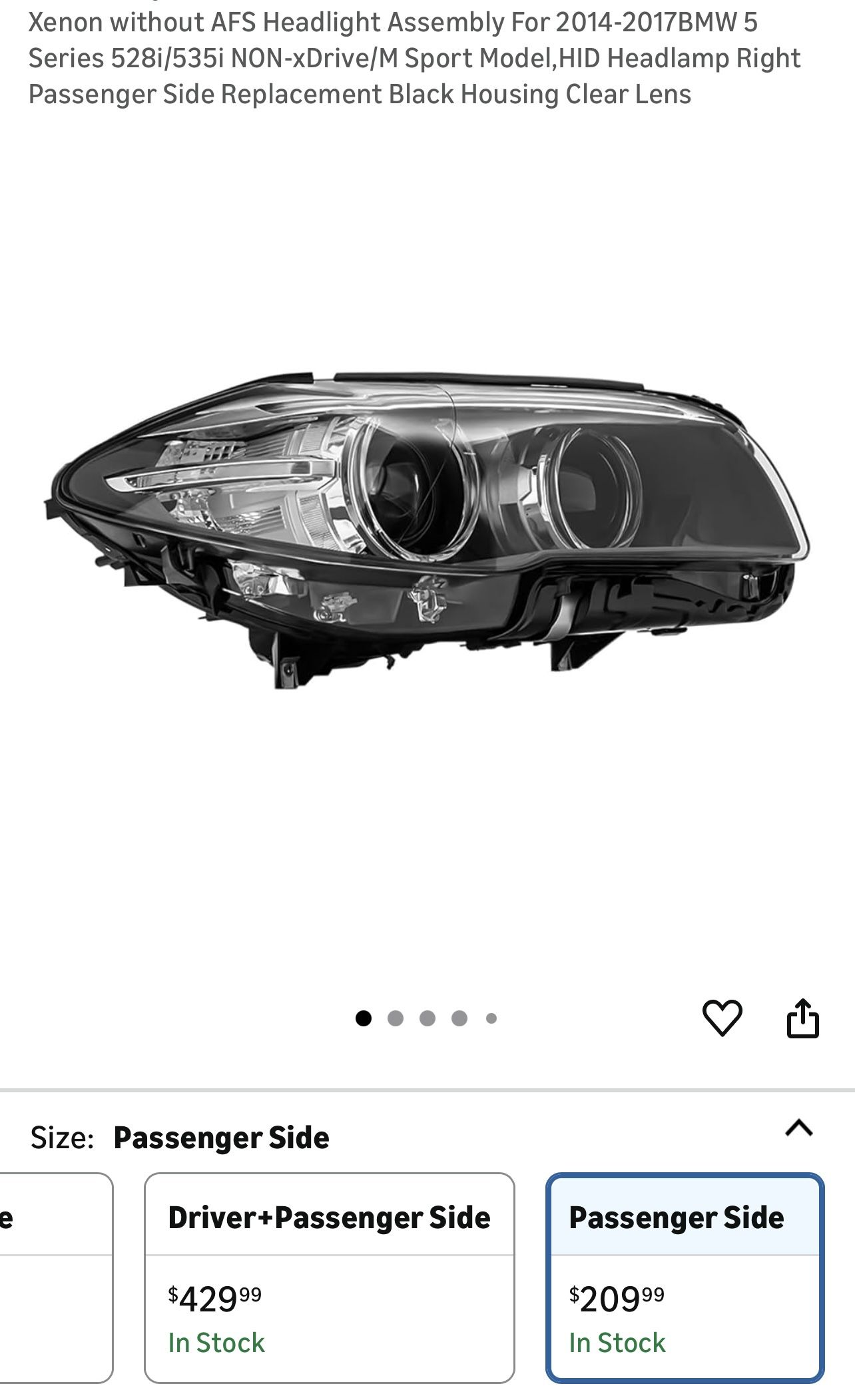 Xenon Without Afs Headlight Assembly For 2014-2017 Bmw 5 Series 528i/535i Non-drive/m Sport Model, hid Headlamp Right Passenger Side Replacement Black