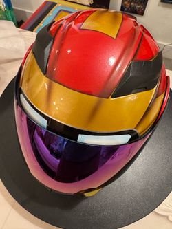 Custom Iron Man Tribute Motorcycle Helmet – Marvel Inspired – Mirror Visor – $500