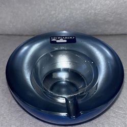 VTG Metallic Blue Art Glass Ashtray Leonardo Germany MCM