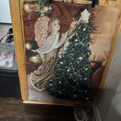 Christmas art with lights. Canvas 