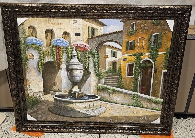 Great Dining Room Painting Signed 36x48