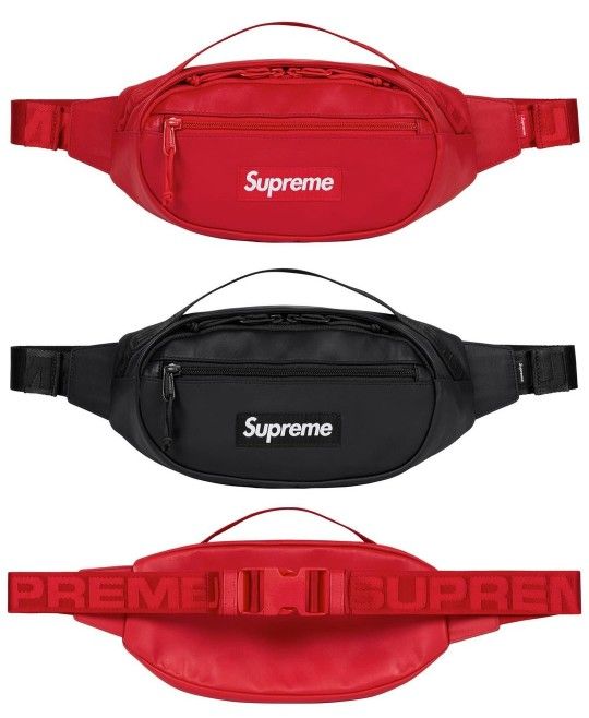 Supreme Leather Waist Bag / Fanny Pack Black (Brand New)