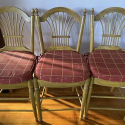 Set Of Three Counter Stools With Seat Cushions