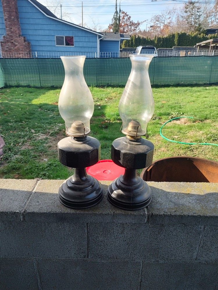 Two Oil Lamps With New Wicks