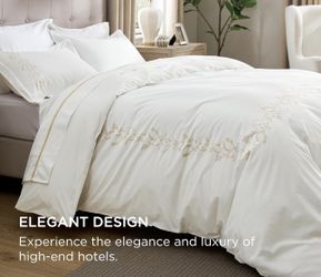 New 100% Cotton Percale Duvet Cover Queen Size Luxury Hotel Curly Frame White Comforter Cover Set