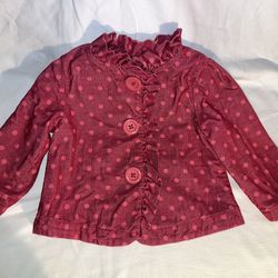 Baby Girl Genuine Kids By Oshkosh 18 Month Pink Mauve Polka Dots Corduroy Jacket Button Closure 