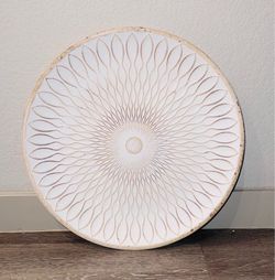 White & Gold Decorative Round Tray,