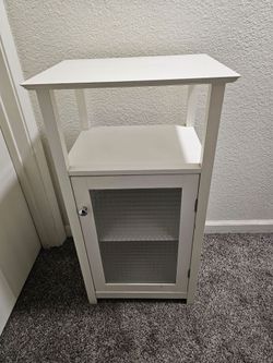 White Storage Cabinet with Glass Door