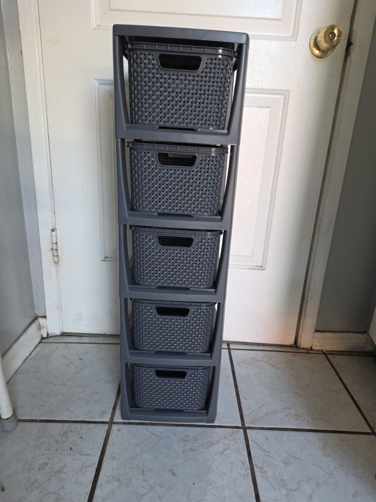 Dark Gray Storage Bins Tower Modular Basket