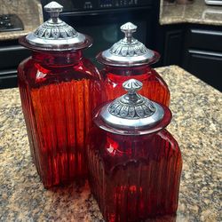 Red Ruby Kitchen Jars 
