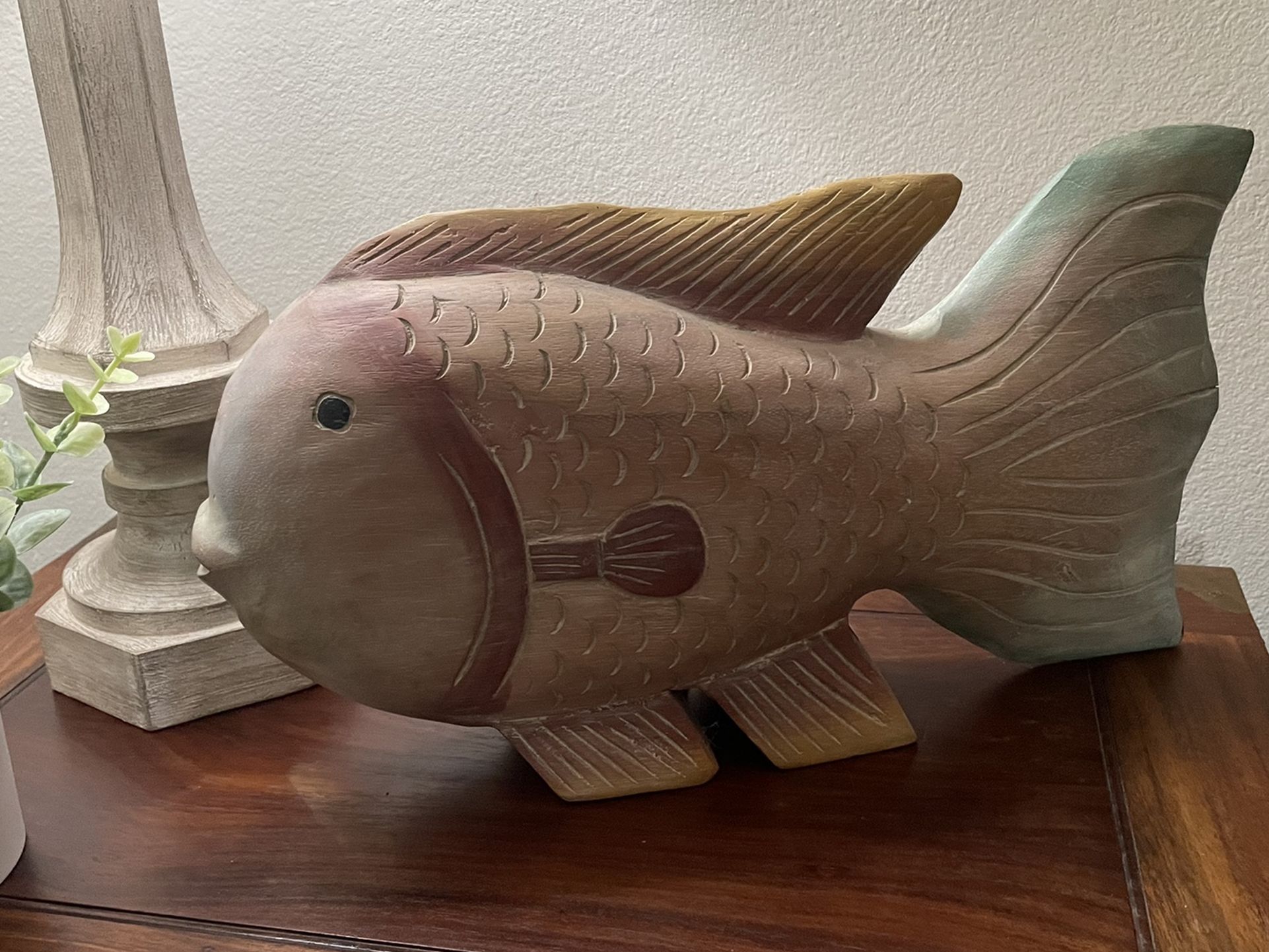 Large Wood Fish Decor