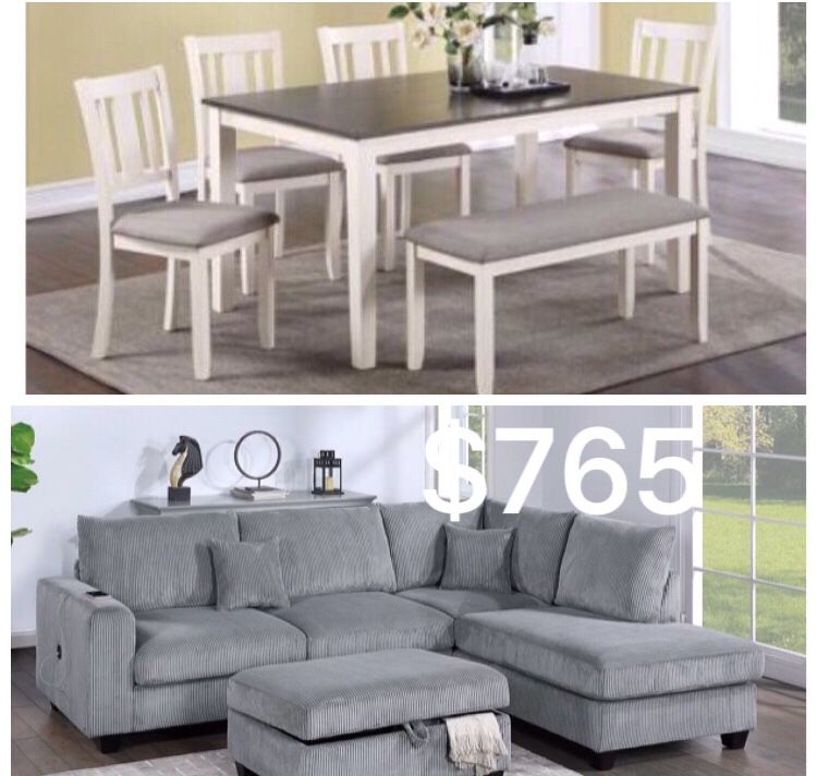 November Sales 🍁🍂 Sectional Sofa , Storage Ottoman, 6-Pc Table Set Only  $765 No Tax