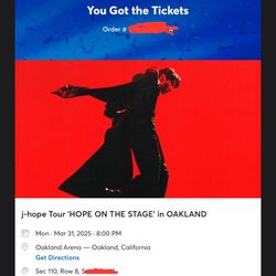 J-HOPE Hope On The Stage 3/31 Lower Level 110 BELOW Face Value Platinum
