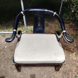 Black Laquer Asian Chair With Cushion