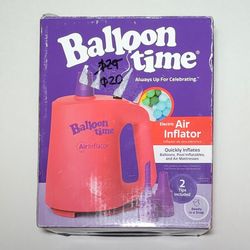 Balloon Time Electric Air Inflator Portable Air Pump 2 Tips Included Brand New