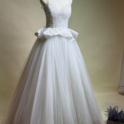 Strapless Beaded Wedding Dress – One Size – Lace-Up Back – Irvine CA Local Pickup Only – $25