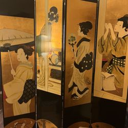Oriental  Black Laquer Screen