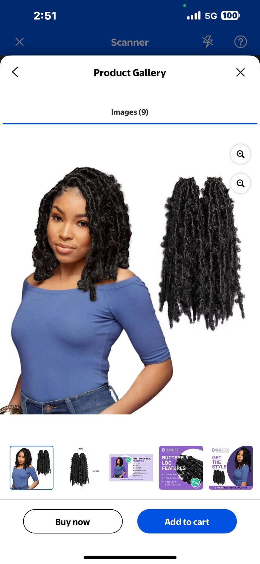 Darling Butterfly Locs Crochet Hair 2X Pack, 12 inch, #1B, Adult, Female