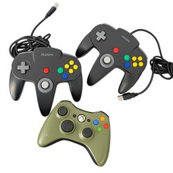🎮 3 Controllers Bundle – Retro N64 Style + Xbox Controller