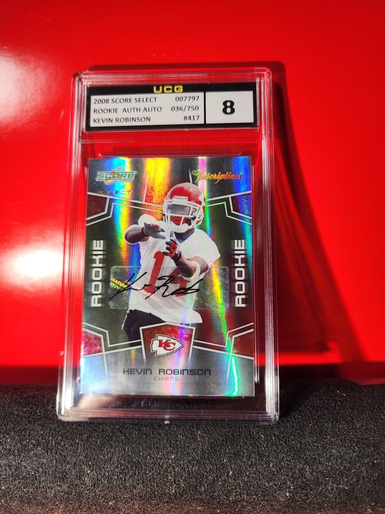 2008 Score Inscriptions Rookie Auto #417 Kevin Robinson Chiefs WR #'d 36/750 UCG NM-MT 8