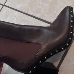 Studded Brown Heel Boots