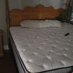 Queen mattress box spring and headboard. 