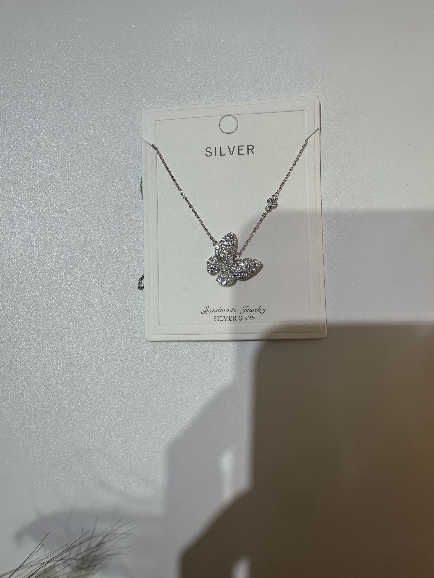 Women Butterfly 925 Silver Necklace Jewelry with Diamond